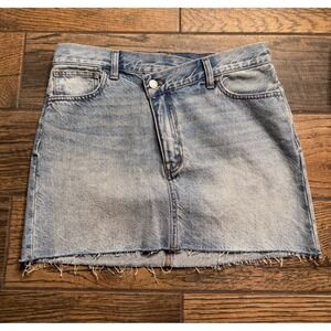 Madewell Denim Skirt Womens Size 27 Blue Distressed Frayed Hem A Line‎ NWT